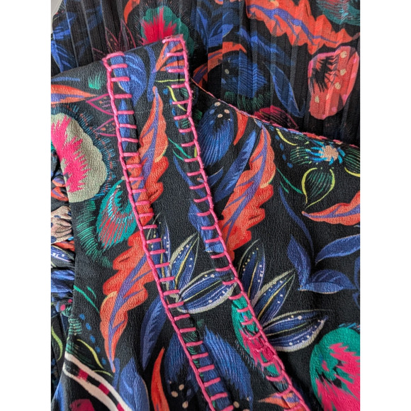 Saloni Elodie C Garnet Bandhani Silk Dress Size 6 A Line Ruffle Boho Glam Luxe - Picture 11 of 15